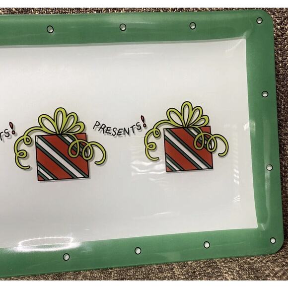 Fitz & Floyd Essentials Christmas Glass Serving Tray Holidays Snack Plate - Picture 4 of 6
